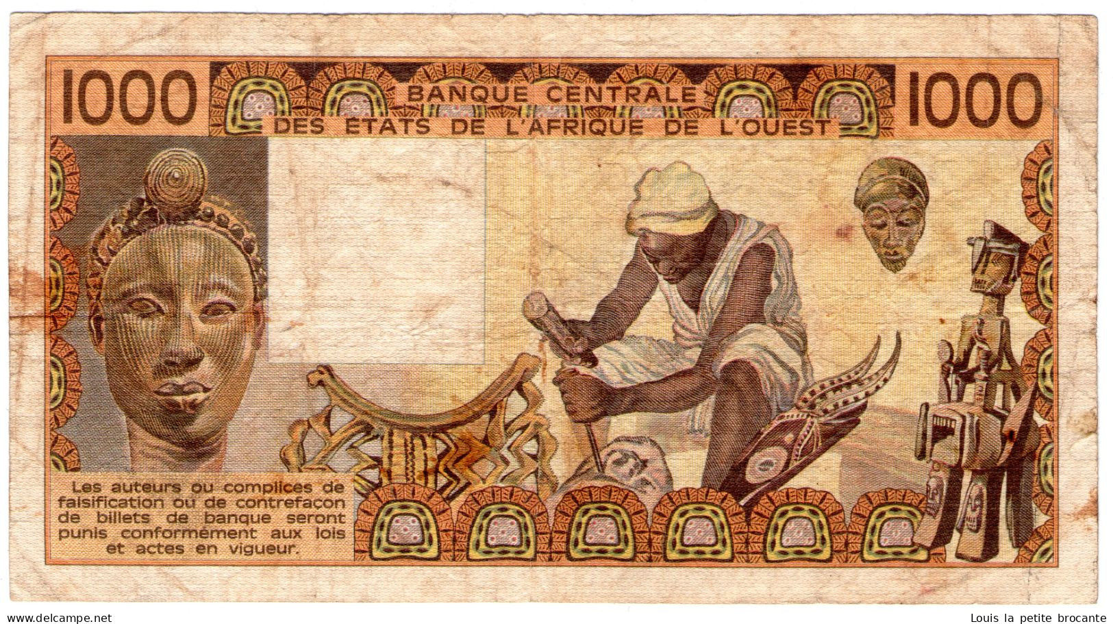 Billet De 1000 FRANCS COTE D'IVOIR 1981, Bon état - Costa De Marfil