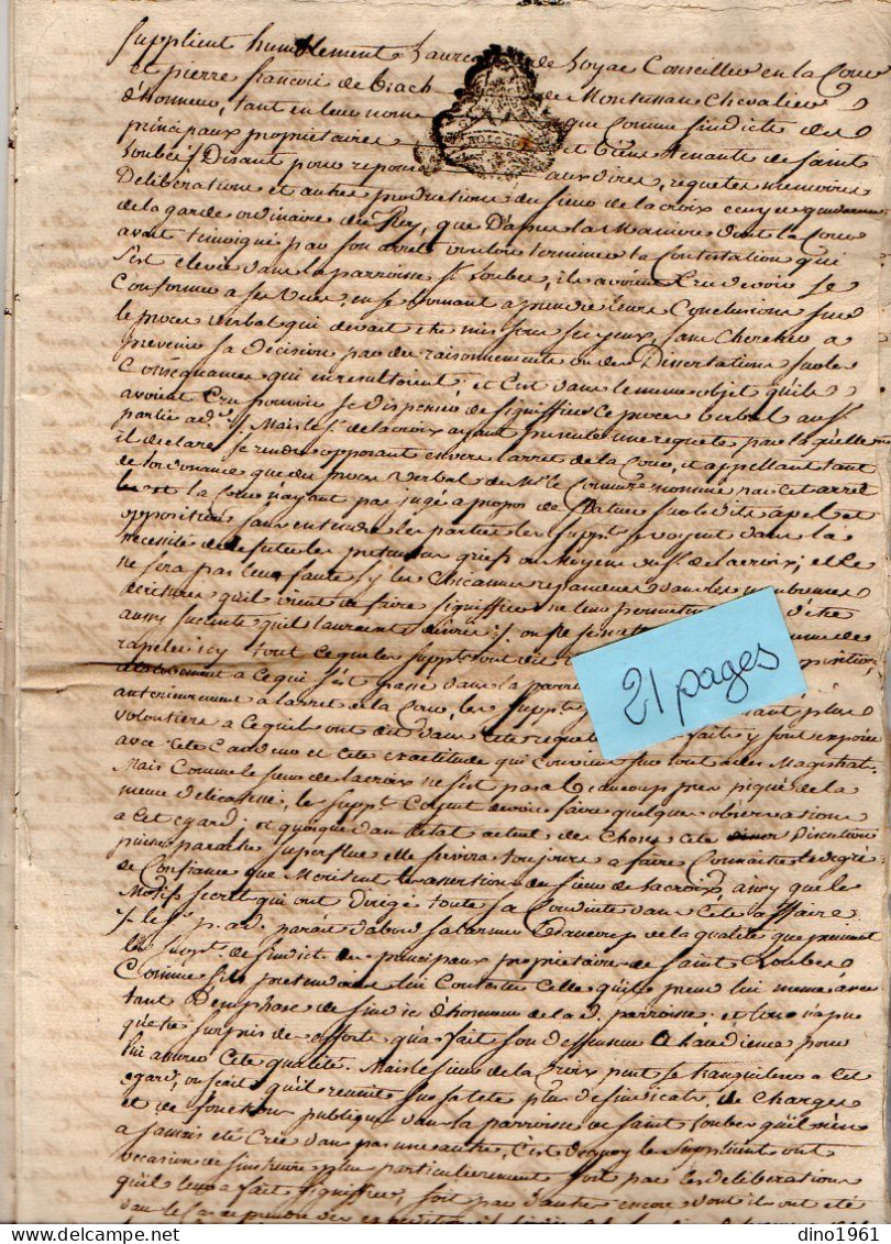 VP22.951 - BORDEAUX - Acte De 17?? - M. Le Chevalier De BRACH De MONTUSSAN - Construction D'une Halle à SAINT LOUBERT - Seals Of Generality