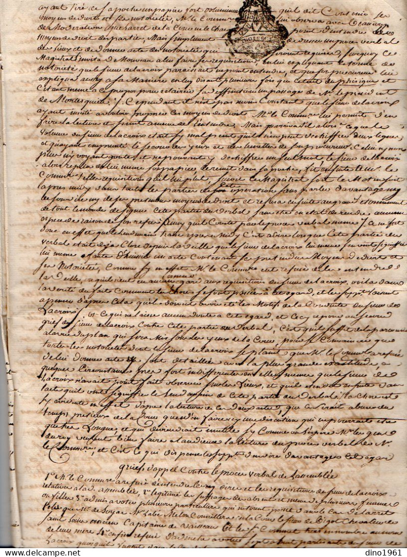 VP22.951 - BORDEAUX - Acte De 17?? - M. Le Chevalier De BRACH De MONTUSSAN - Construction D'une Halle à SAINT LOUBERT - Seals Of Generality