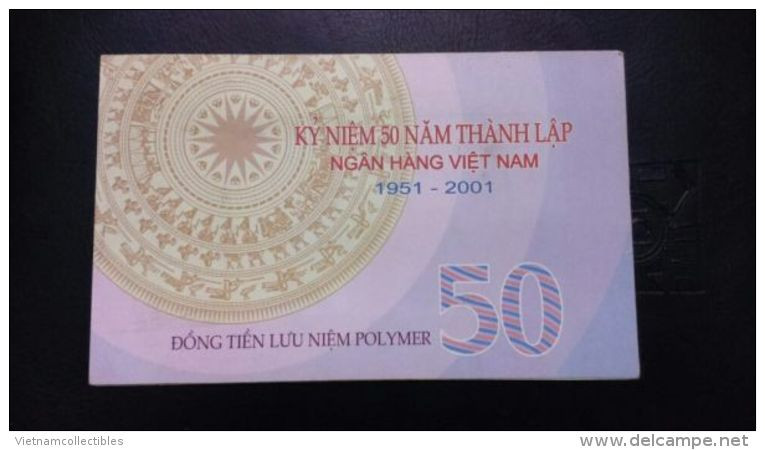 Vietnam Viet Nam 50 Dong Anniversary Commemorative Polymer With Folder 2001 / 02 Photos - Vietnam