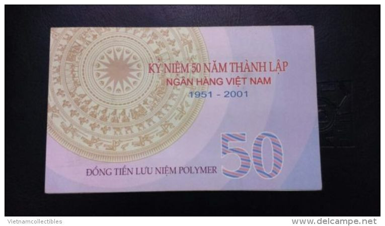 Vietnam Viet Nam 50 Dong Anniversary Commemorative Polymer With Folder 2001 / 02 Photos - Viêt-Nam