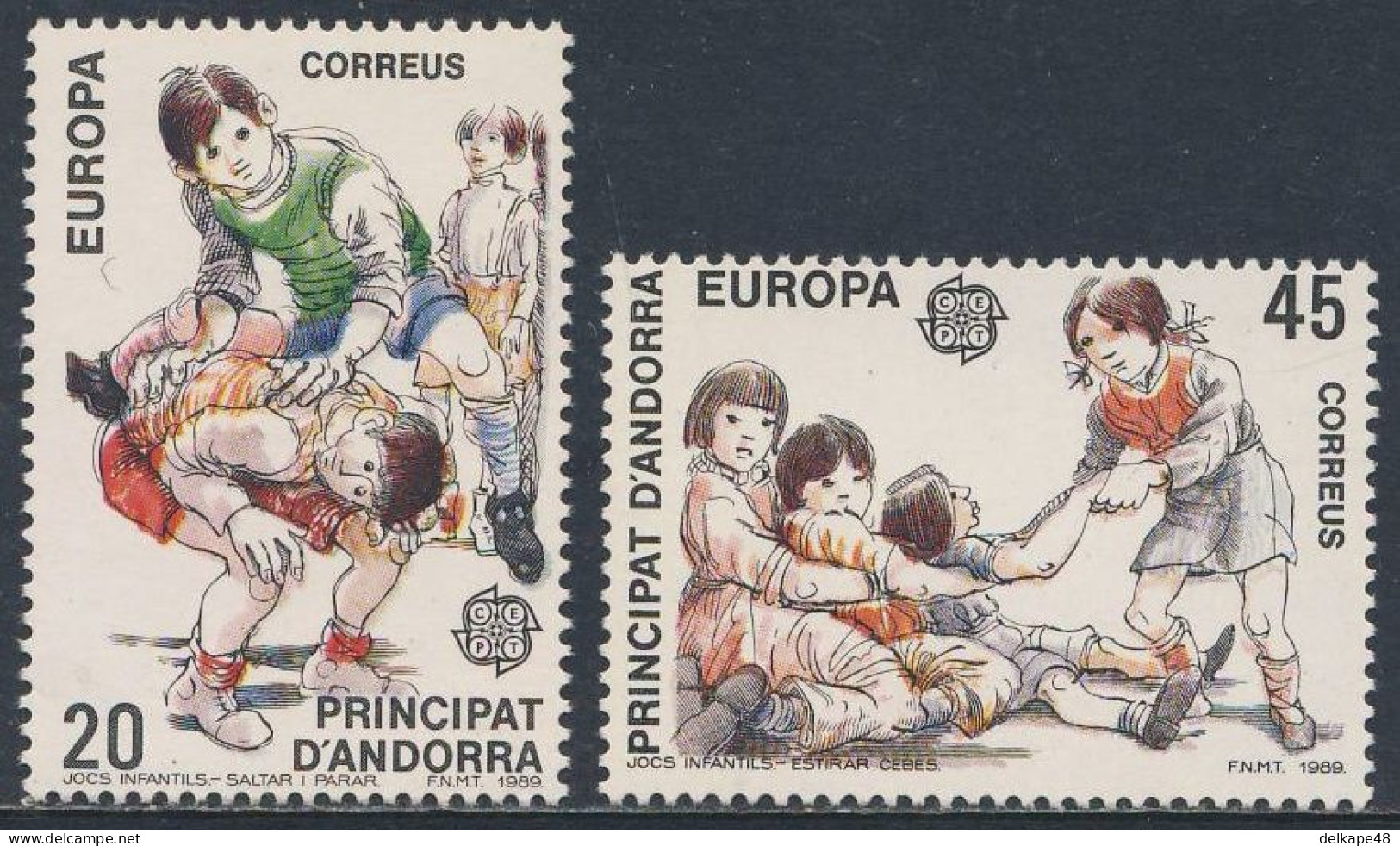 Andorra Spanish Post 1989 Mi 209 /10 YT 199 /200 Sc 200 /01 SG 210 /11 ** Children Games / Kinderspiele / Jeux D'enfants - 1989