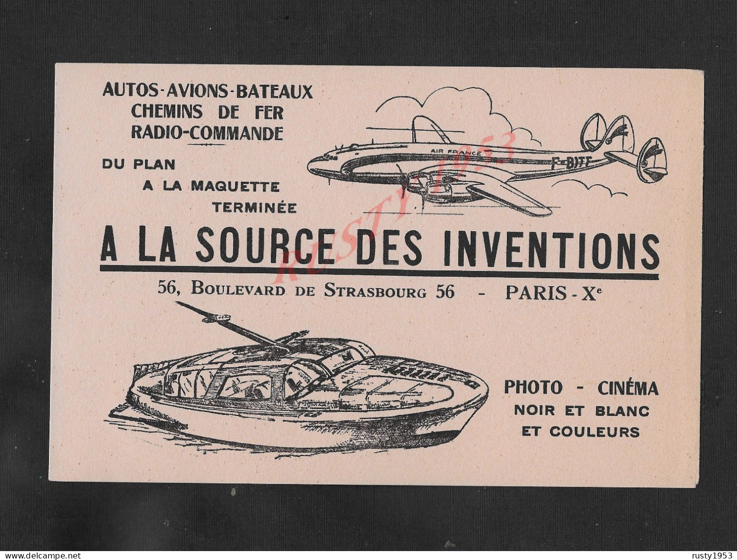 ANCIEN BUVARD DU FINISTÈRE ILLUSTRÉE AUTOS AVION BATEAU CHEMINS DE FER RADIO COMMANDE PARIS BD DE TRASBOURG PARIS  : - Storia Postale