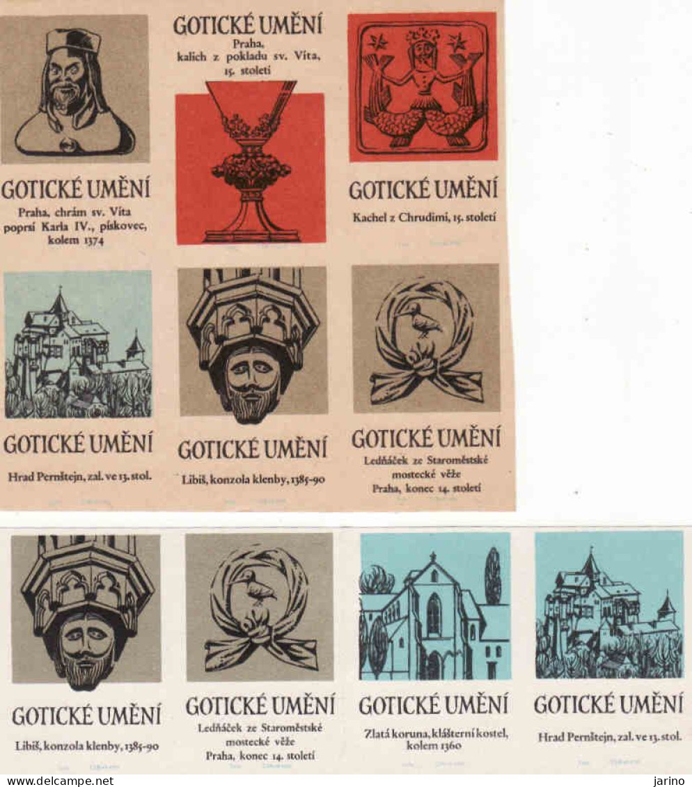 Czechoslovakia - Czechia 6 Matchbox Labels, Gothic Art - Church Of St. Wit, Castle Pernštejn,chalice From The Treasure - Boites D'allumettes - Etiquettes