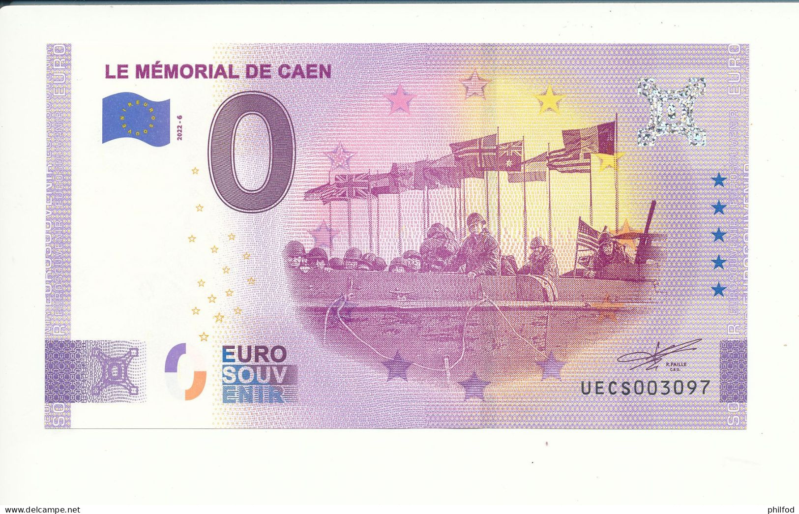 Billet Touristique  0 Euro  - LE MÉMORIAL DE CAEN - UECS- 2022-6 -  N° 3097 - Sonstige & Ohne Zuordnung