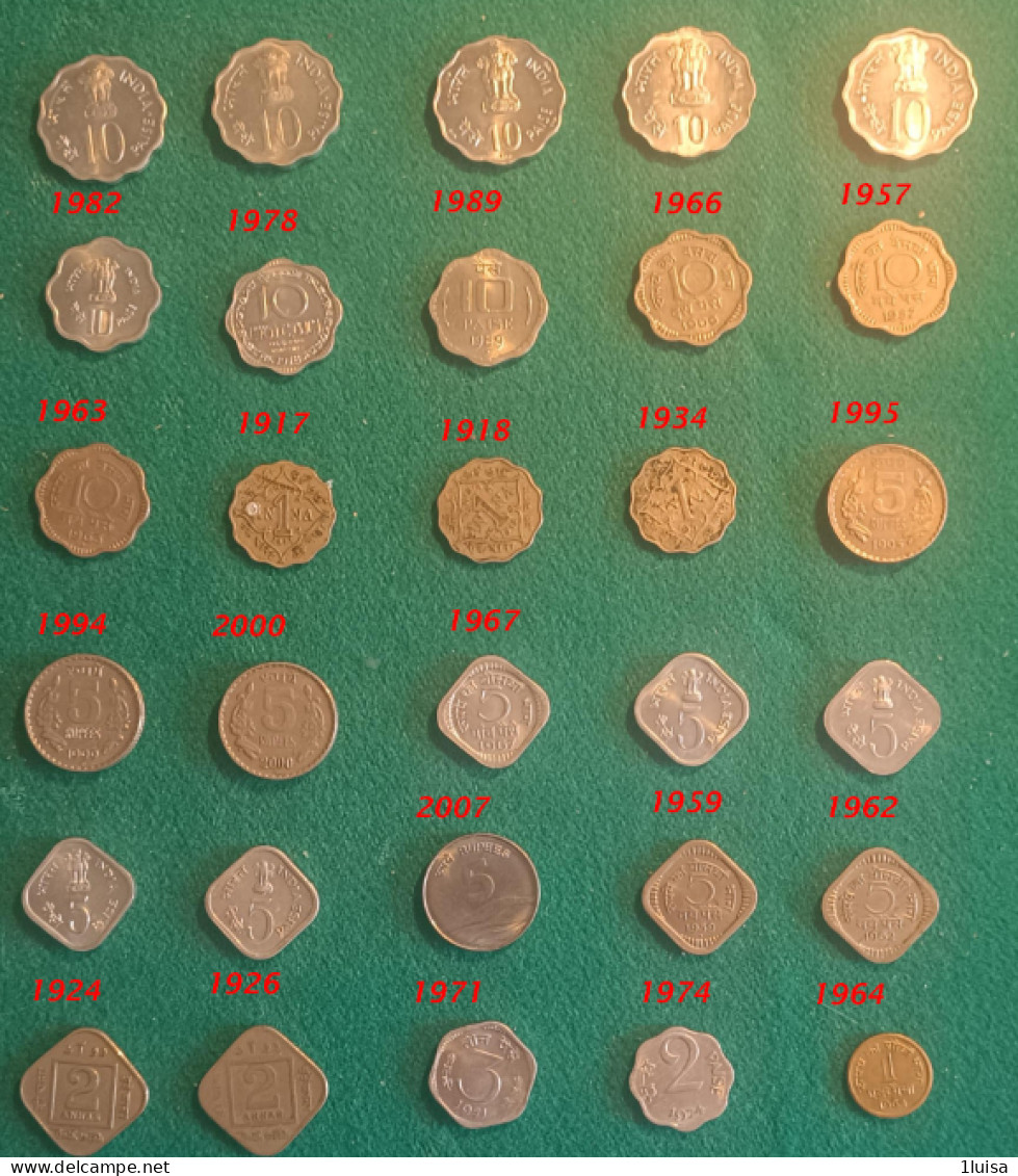 INDIA 30 Monete Originali Differenti Per Data - Inde