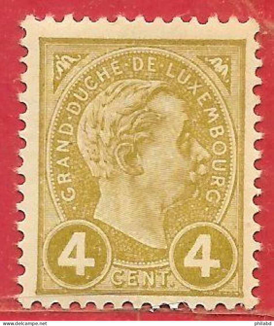Luxembourg N°71 4c Jaune-olive 1895 * - 1895 Adolphe De Profil