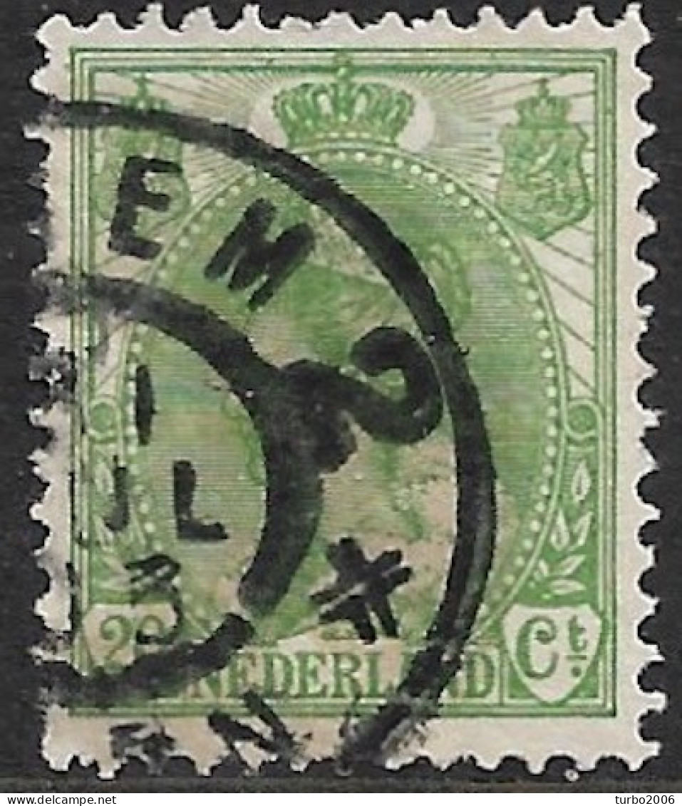 Groene Stippen In Buitenkaderlijn Op 1899 Koningin Wilhelmina 20 Cent Groen  NVPH 68 - Abarten Und Kuriositäten