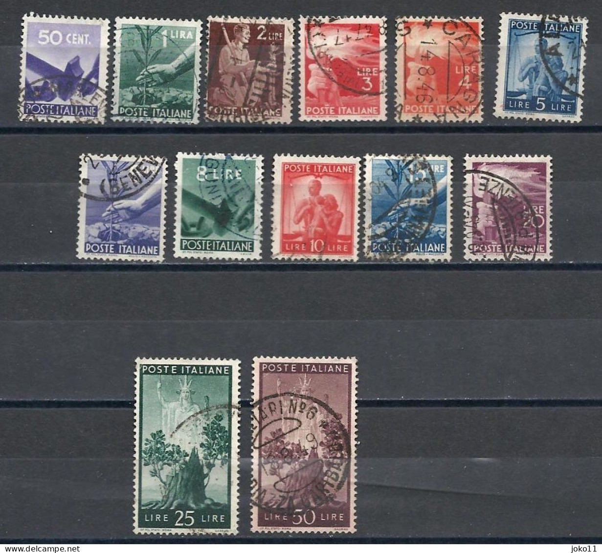 Italien, 1945, 13 Marken Aus Mi.-Nr. 682-704, Gestempelt - Used