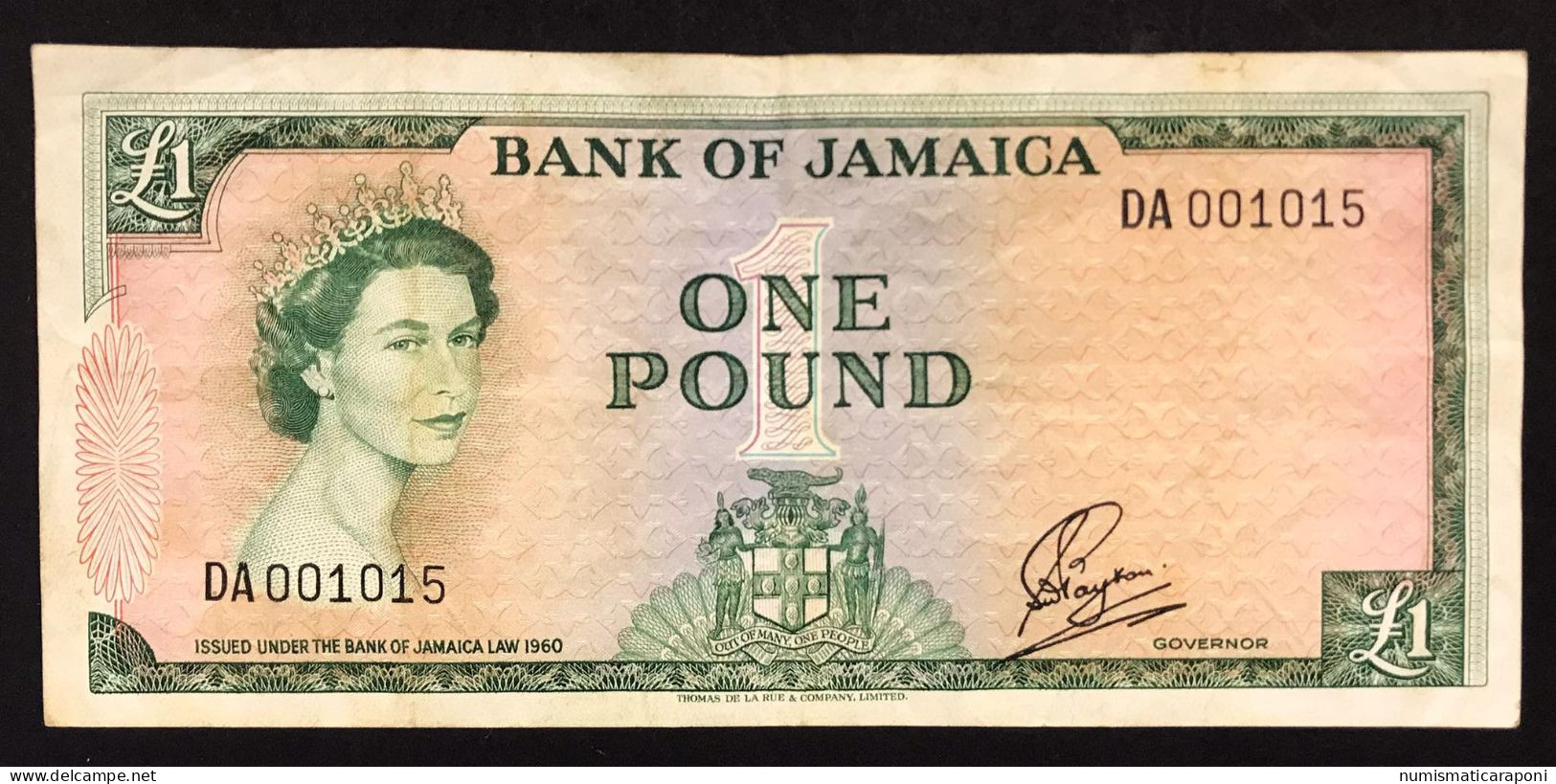 Jamaica Giamaica 1 Pound 1964 (1960) Pick#51Ca Queen Elizabeth IIà Tractor  RARA Caraibi LOTTO 2602 - Jamaica