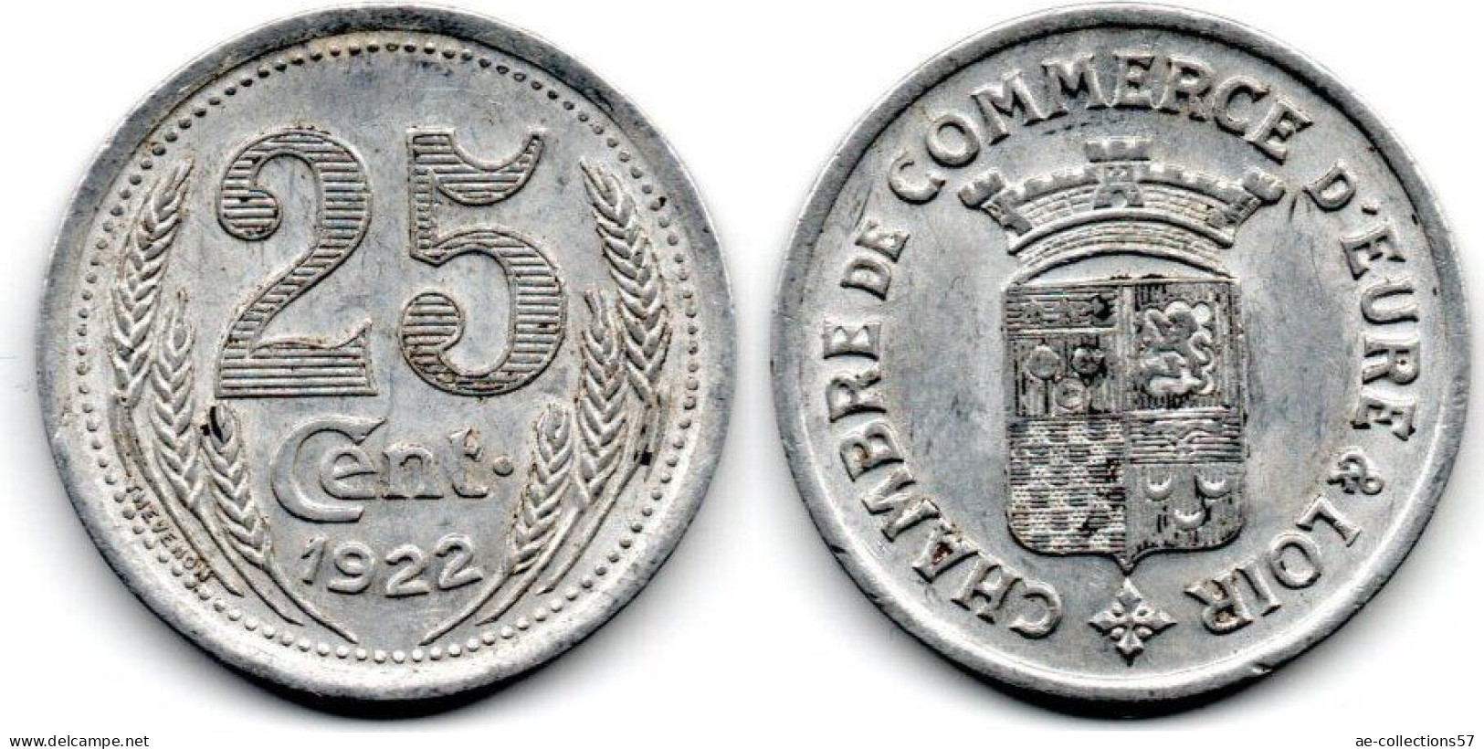 MA 30401 / Eure Et Loir 25 Centimes 1922 TTB+ - Monetary / Of Necessity