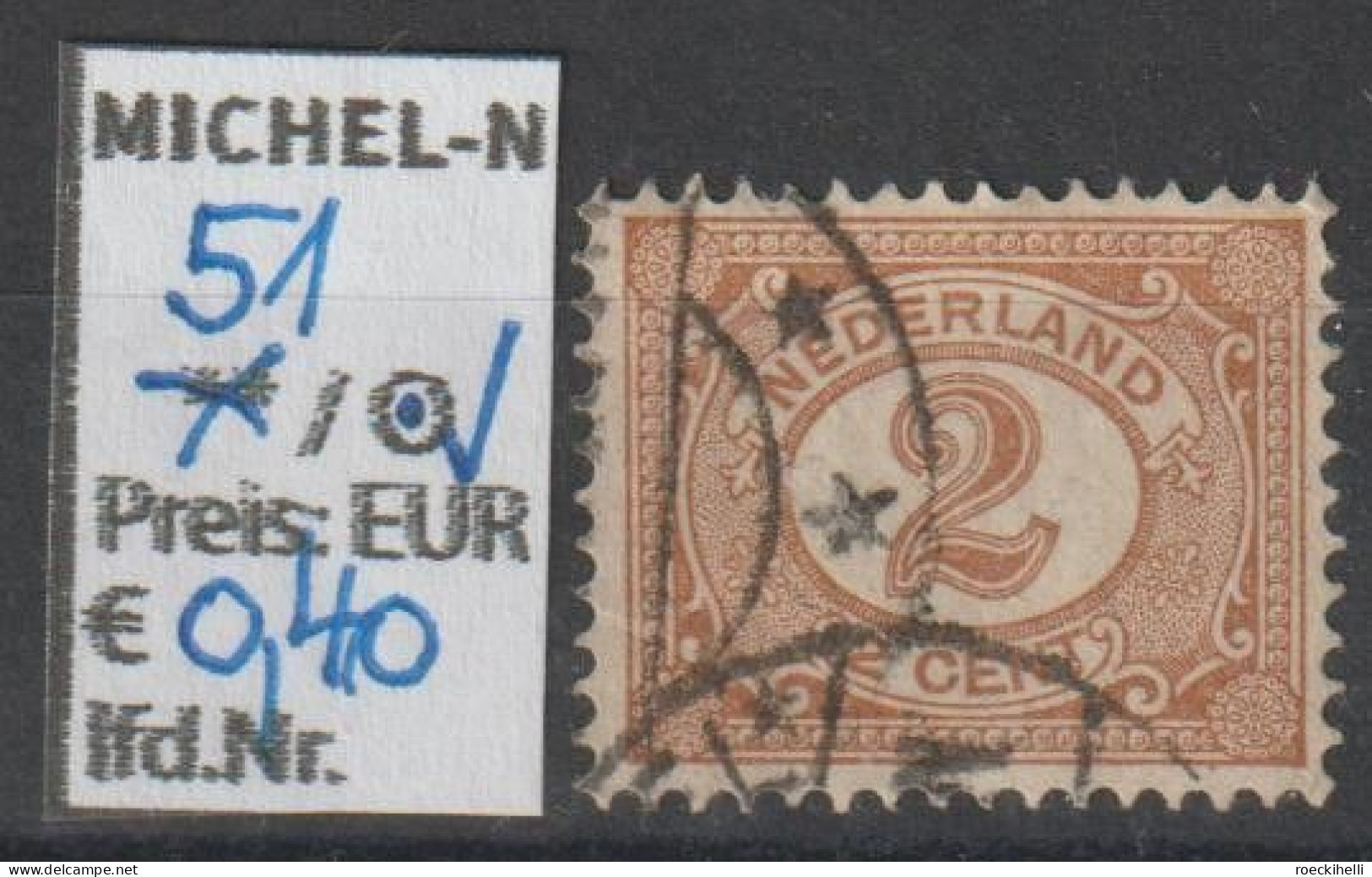 1899 - NIEDERLANDE - FM/DM "Ziffern Im Oval" 2 C Hellbraun -  O Gestempelt - S. Scan (51o Nl) - Gebruikt