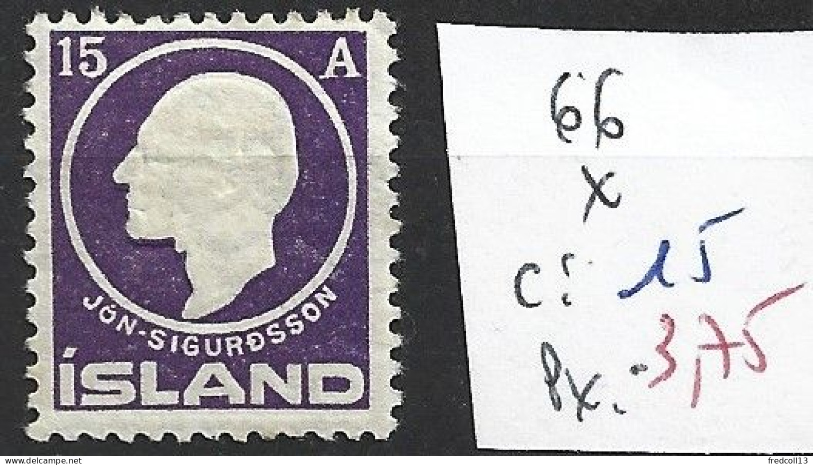 ISLANDE 66 * Côte 15 € - Unused Stamps