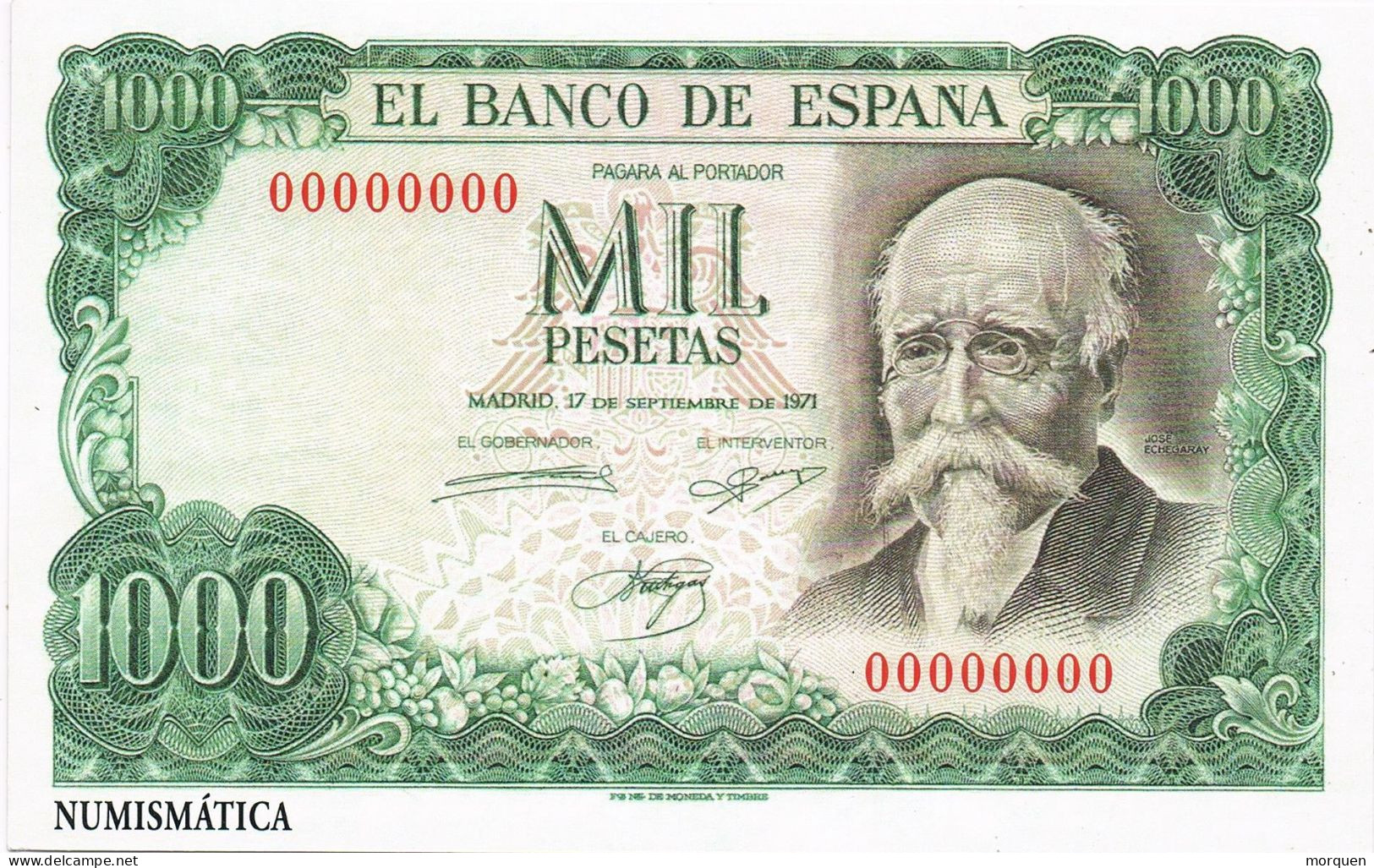 53854. Entero Postal ESPAÑA 2016, Billete 1000 Pts Echegaray, Facial 2 Euros ** - 1931-....