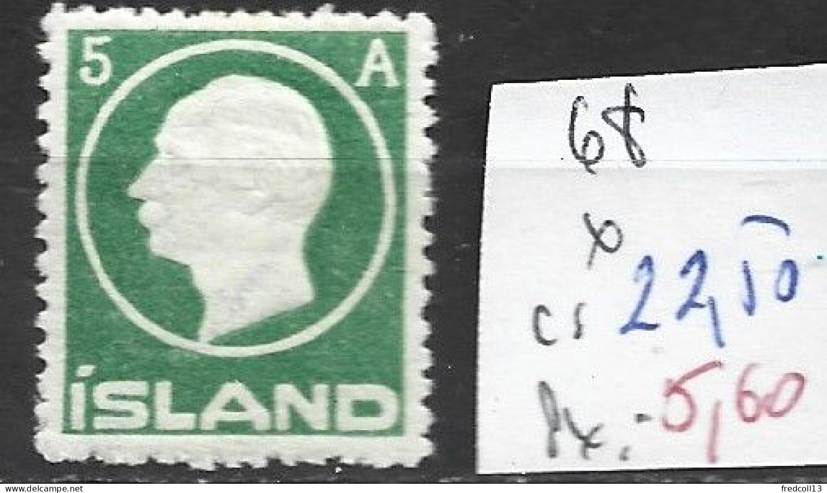 ISLANDE 68 * Côte 22.50 € - Unused Stamps