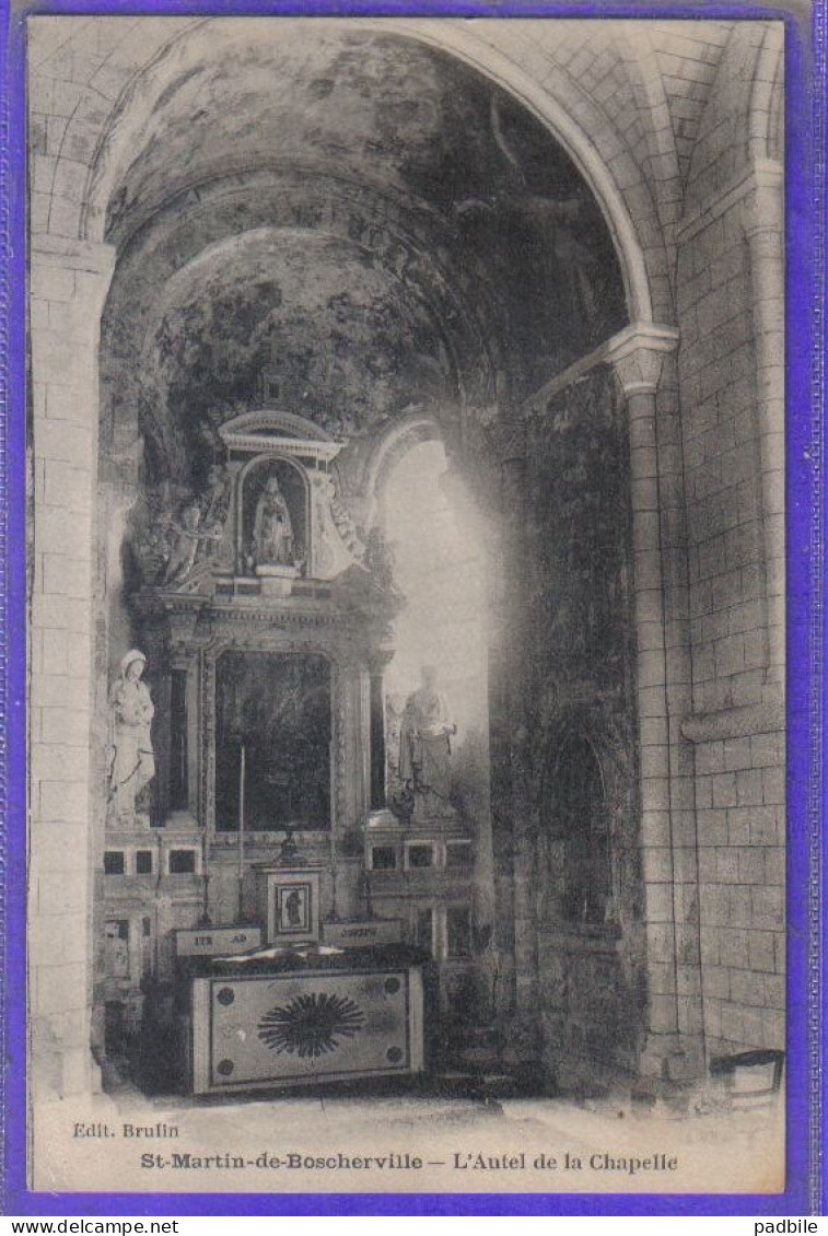 Carte Postale 76. Saint-Martin-de-Boscherville  Intérieur De La Chapelle  L'Autel  Très Beau Plan - Saint-Martin-de-Boscherville