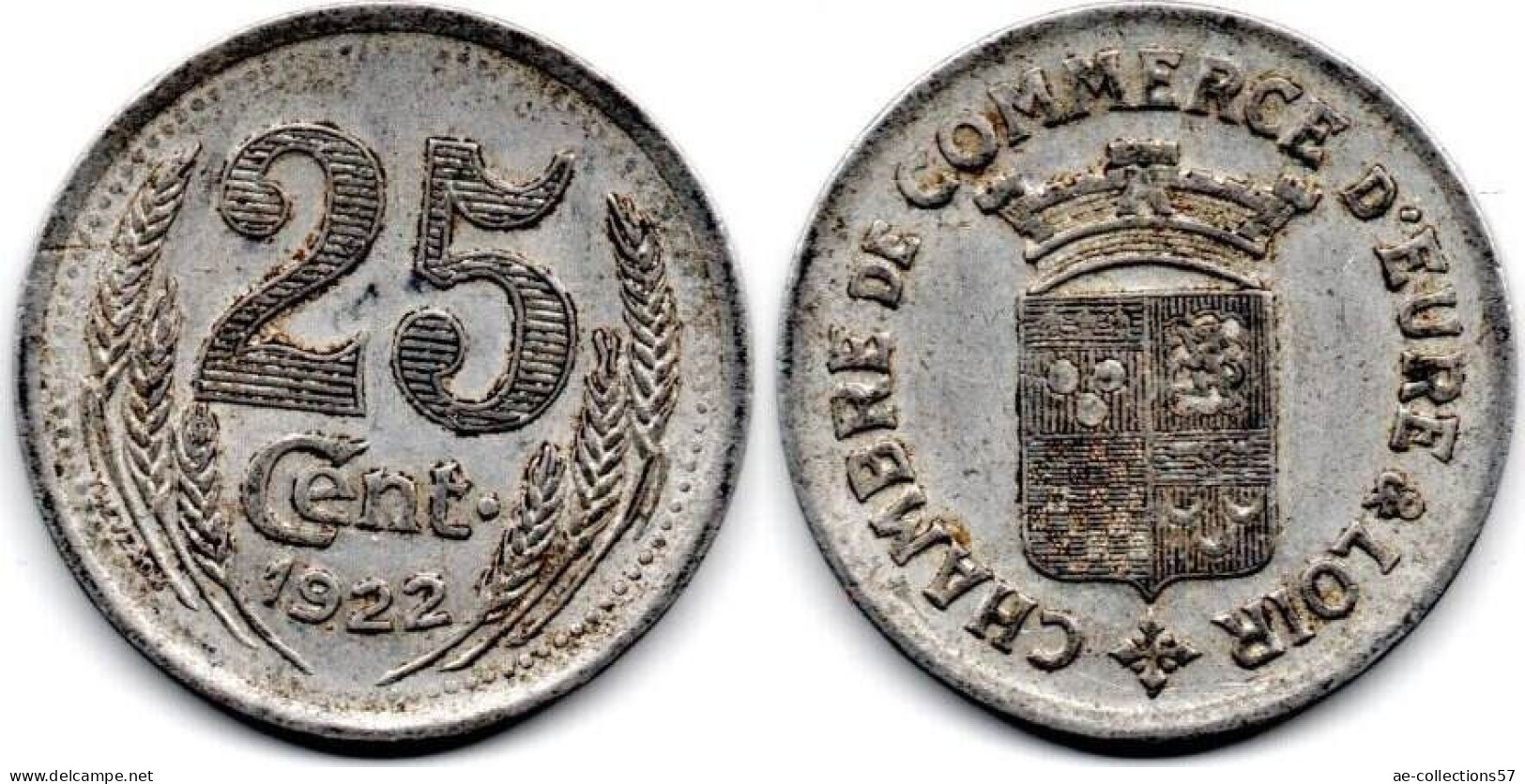 MA 30406 / Eure Et Loir 25 Centimes 1922 TTB - Monetary / Of Necessity