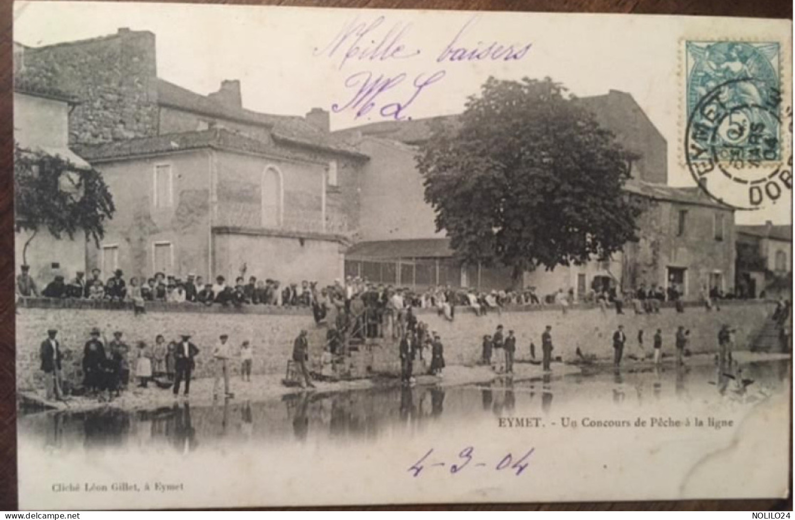 Cpa 24 EYMET Un Concours De Pêche à La Ligne, Animée, éd Gillet, Dos Simple, écrite En 1904 - Eymet