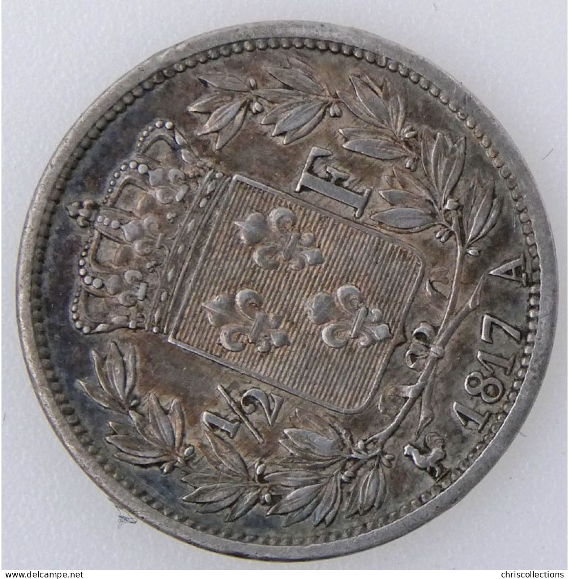 Louis XVIII, 1/2 Franc 1817 A, Coins Tournés, Chort: EM471, TTB - 1/2 Franc