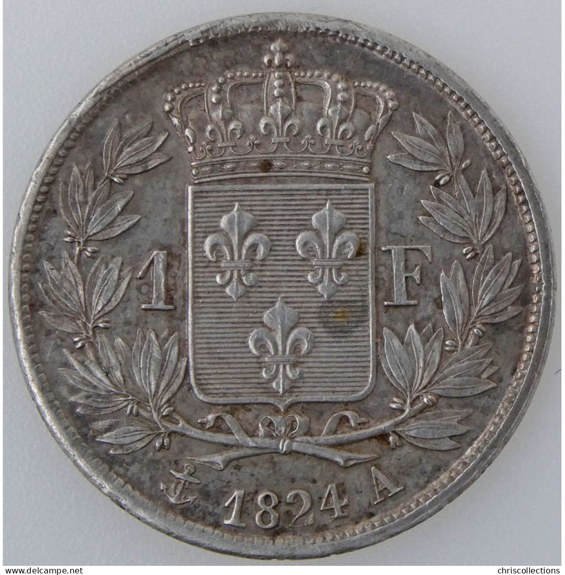 Louis XVIII, 1 Franc 1824 A, KM# 709.1, SUP - 1 Franc