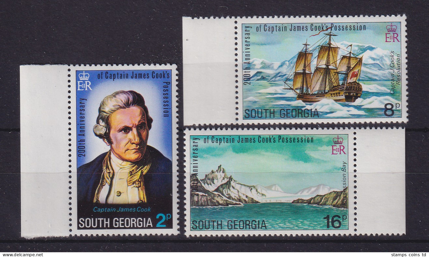 Falkland-Inseln Südgeorgien 1975 James Cook Mi.-Nr. 49-51 Postfrisch ** - Géorgie Du Sud