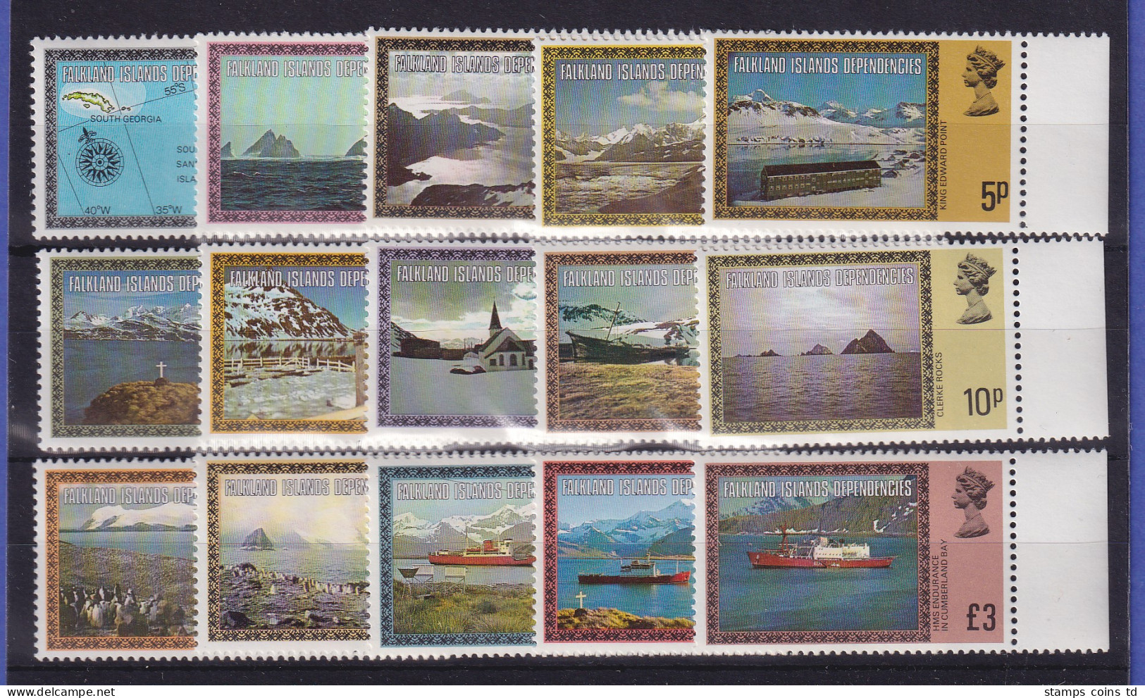 Falkland-Inseln Dependencies 1980 Landschaften Mi.-Nr. 78-92 I Postfrisch ** - Georgias Del Sur (Islas)