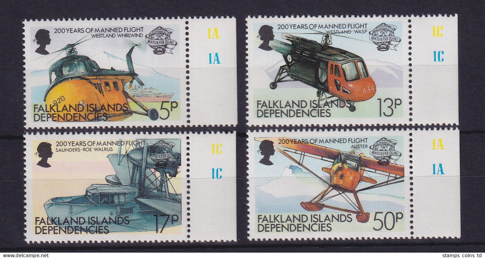 Falkland-Inseln Dependencies 1983 Luftfahrt Mi.-Nr. 117-120 Postfrisch ** - South Georgia