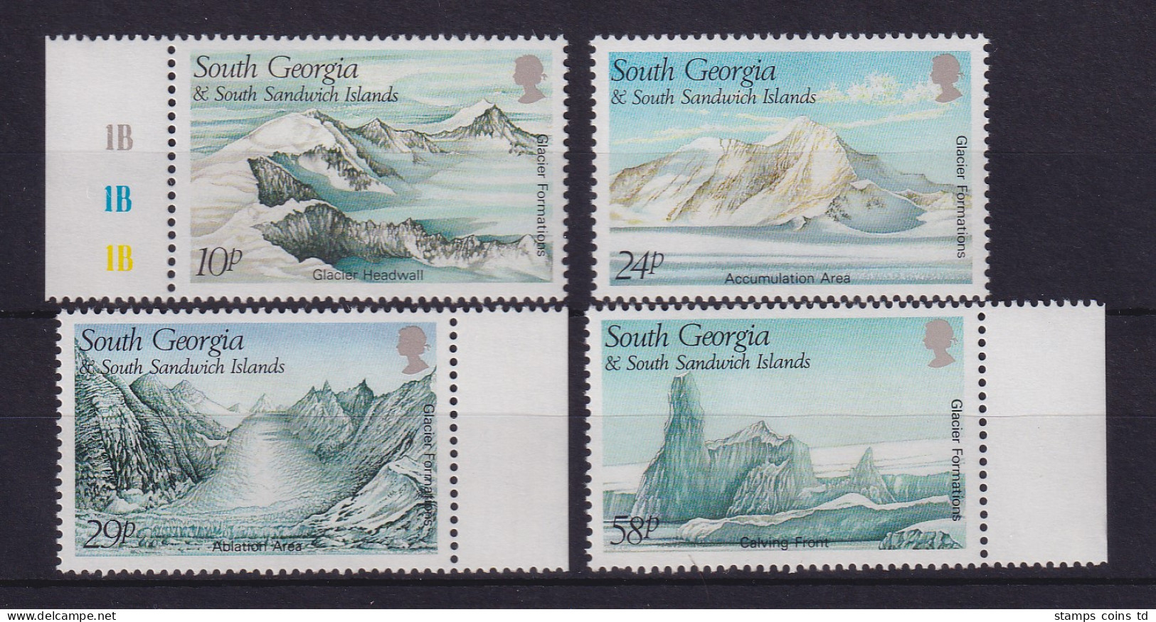 Südgeorgien Und Süd-Sandwich-Inseln 1989 Gletscher Mi.-Nr. 176-179 Postfrisch ** - Georgias Del Sur (Islas)