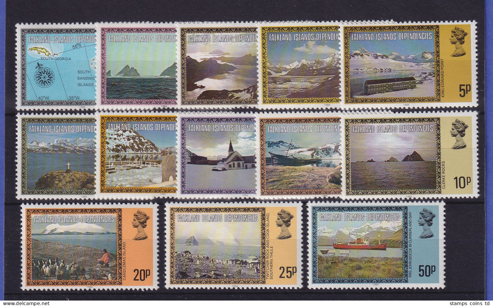 Falkland-Inseln Dependencies 1984 Landschaften Mi.-Nr. 78-90 II Postfrisch ** - Géorgie Du Sud