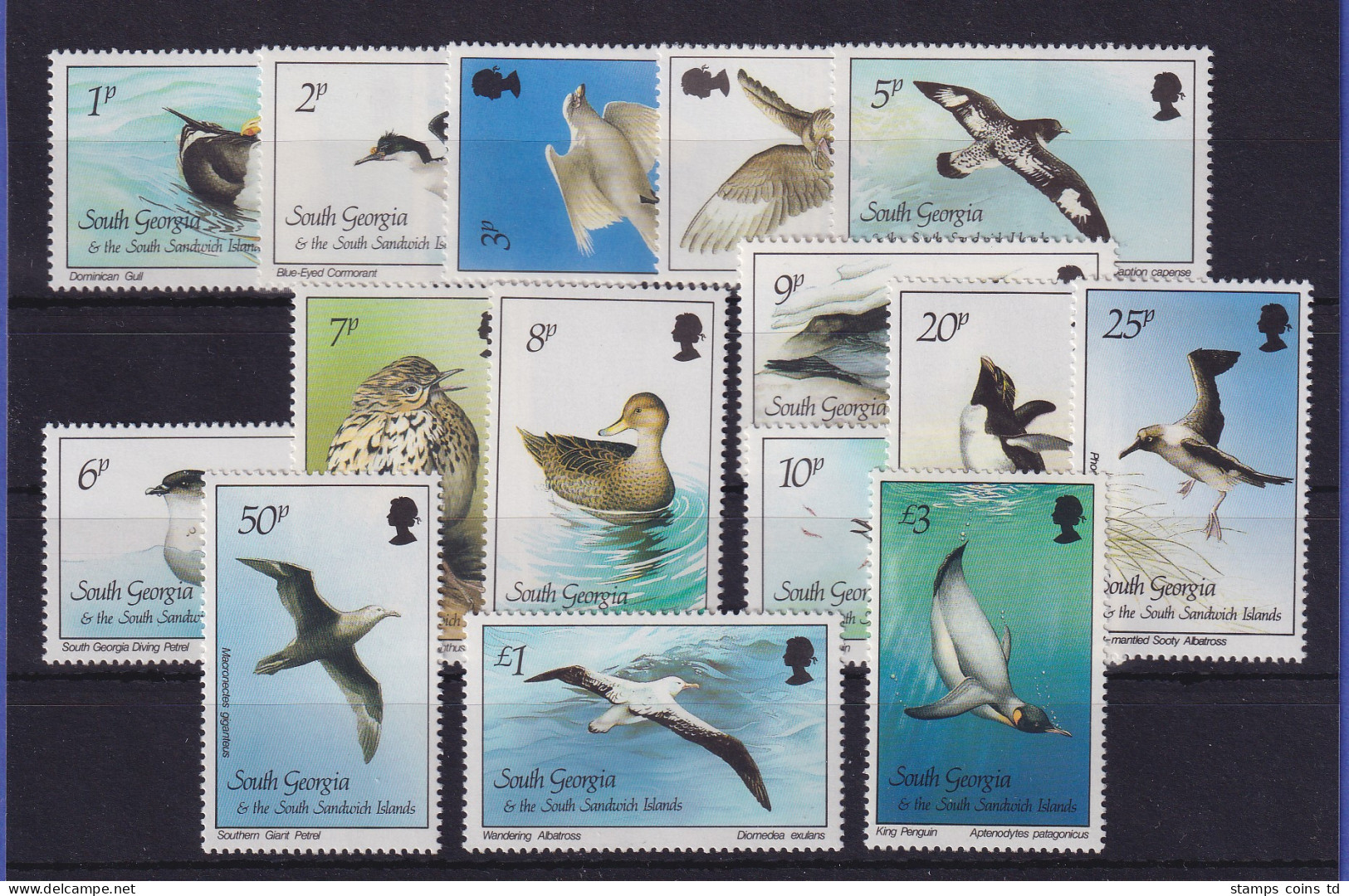 Südgeorgien Und Süd-Sandwich-Inseln 1987 Vögel Mi.-Nr. 150-164 Postfrisch ** - Georgias Del Sur (Islas)
