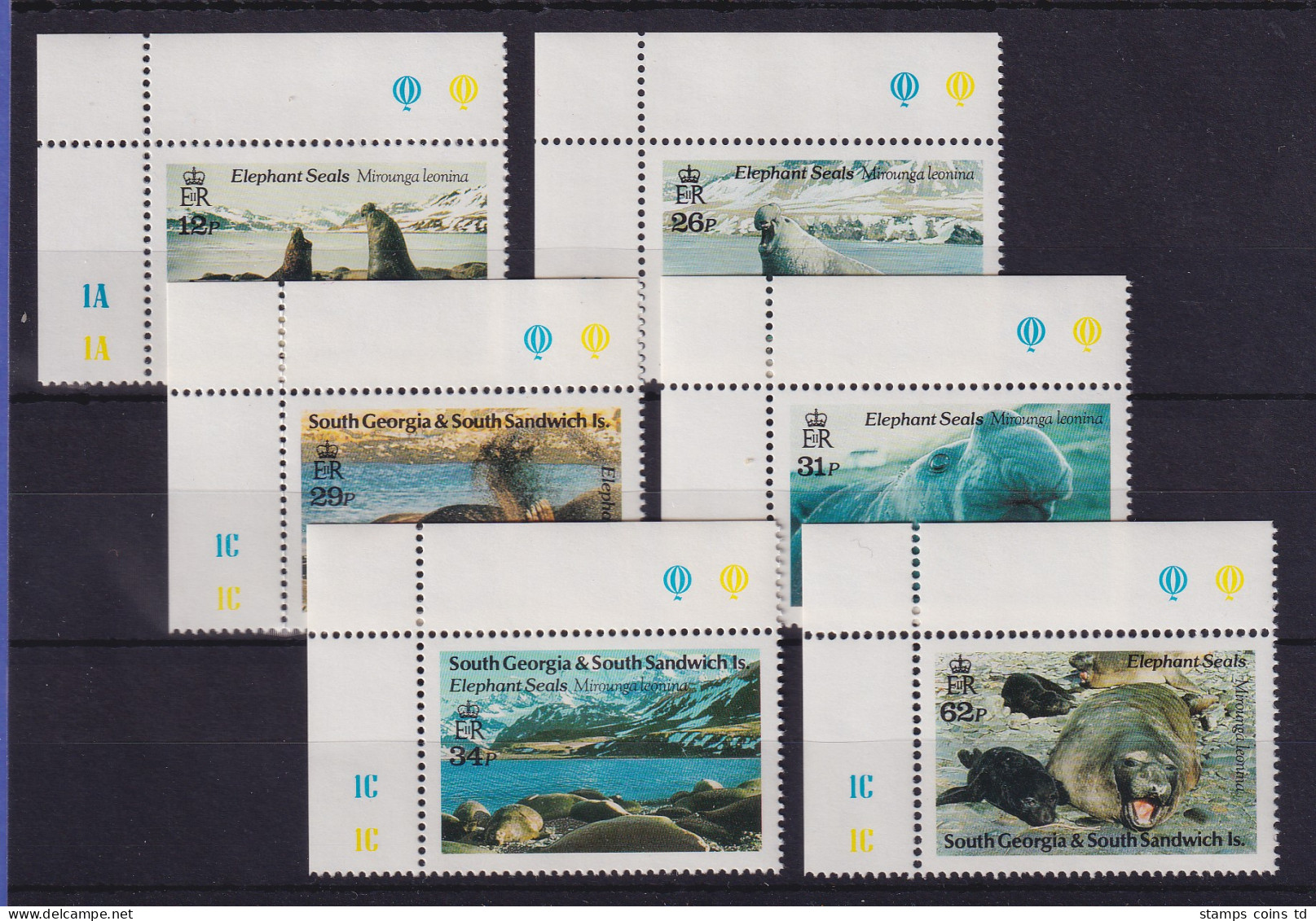Südgeorgien Und Süd-Sandwich-Inseln 1991 See-Elefant Mi-Nr. 192-197 Eckränder ** - Géorgie Du Sud