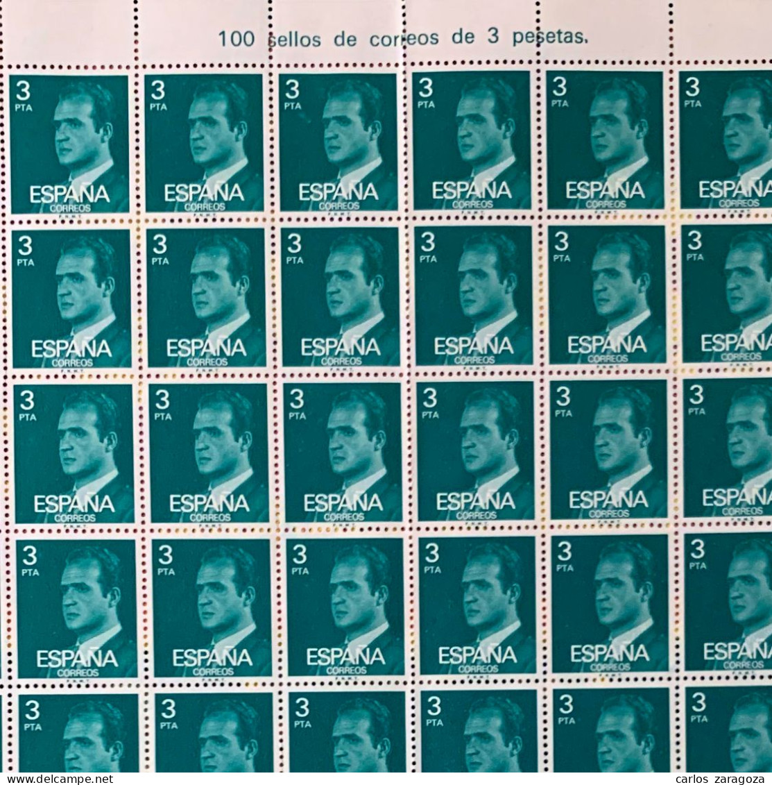 1976 SPAIN—JUAN CARLOS—COMPLETE SHEET ** 100 MNH Stamps—ESPAGNE Feuille Yt 1992 Timbres Neufs - Ganze Bögen