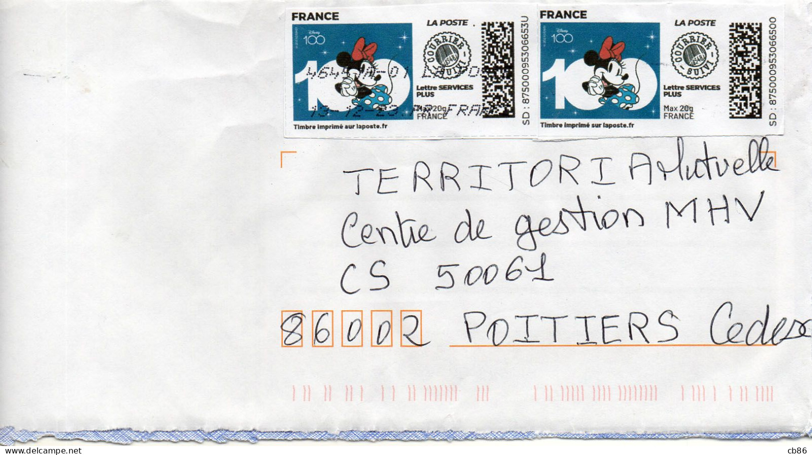 Timbre En Ligne Lettre Verte 20g Max Courrier Suivi (Mickey) Oblitération Toshiba TSC 1000 46451A-01 Du 13-12-23 - Sellos Imprimibles (Montimbrenligne)