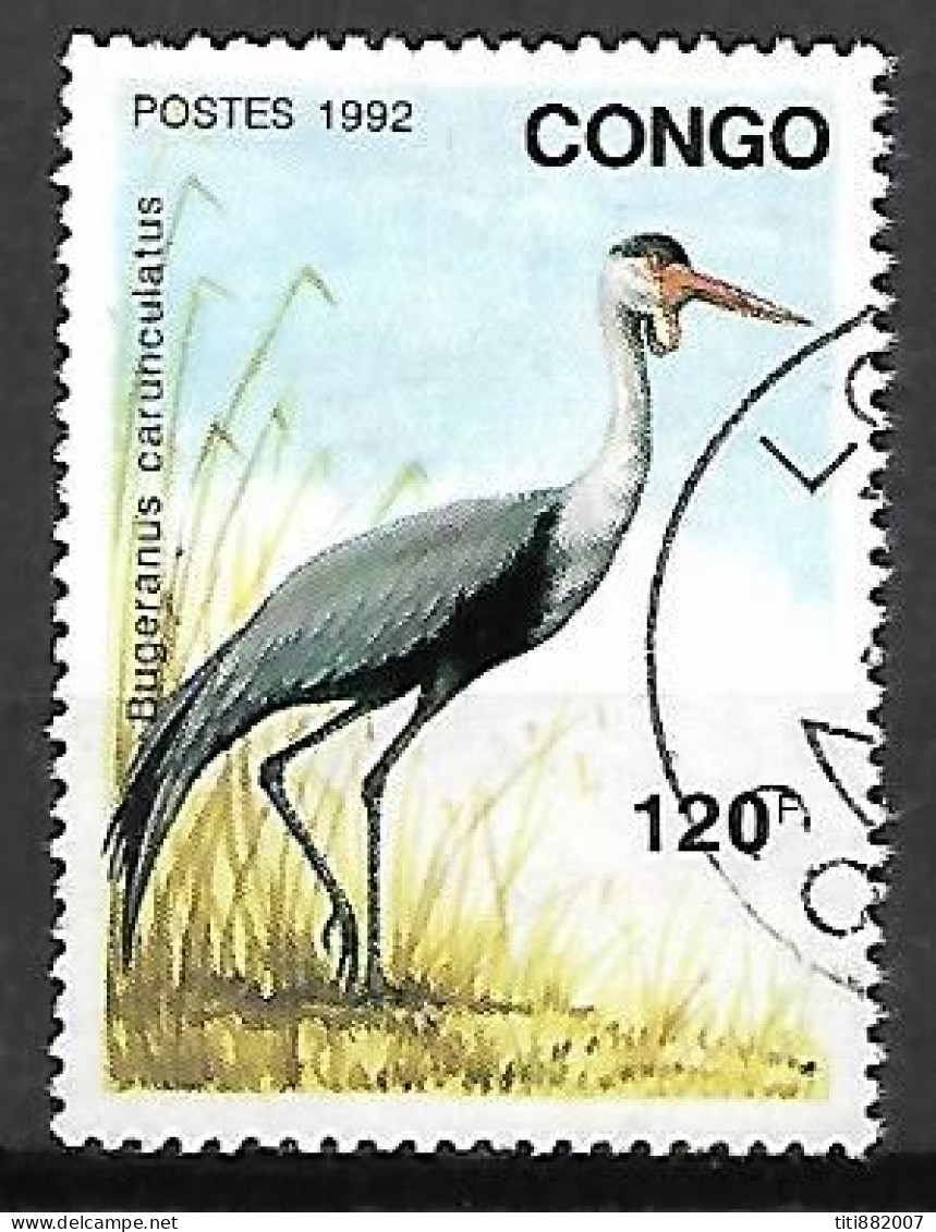 C O N G O     -      BUGERANUS  CARUNCULATUS    -    Oblitéré . - Cranes And Other Gruiformes