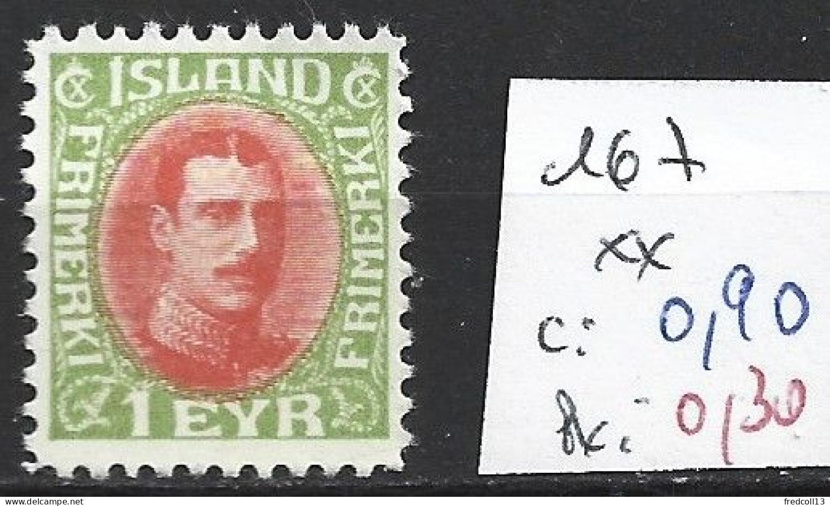 ISLANDE 167 ** Côte 0.90 € - Neufs