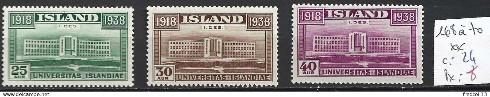 ISLANDE 168 à 70 ** Côte 24 € - Neufs