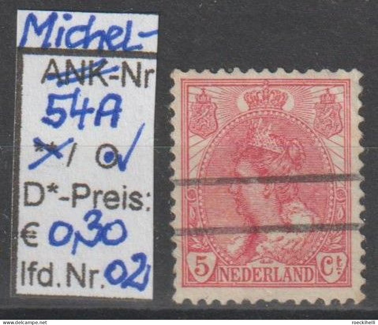 1899 - NIEDERLANDE - FM/DM "Königin Wilhelmina" 5 C Karmin - O Gestempelt - S. Scan (54Ao 01-02 Nl) - Used Stamps