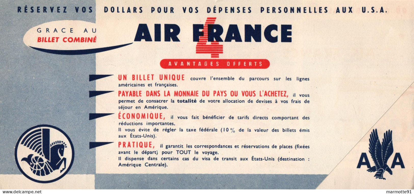 AIR FRANCE USA AMERICAN AIRLINES AVIATION CIVILE - Werbung