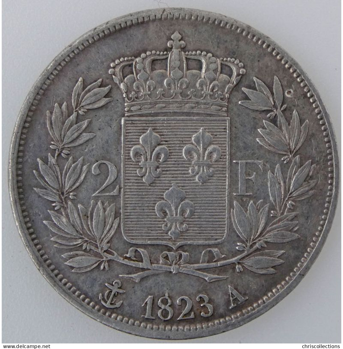 Louis XVIII, 2 Francs 1823 A, KM# 710.1, TTB - 2 Francs