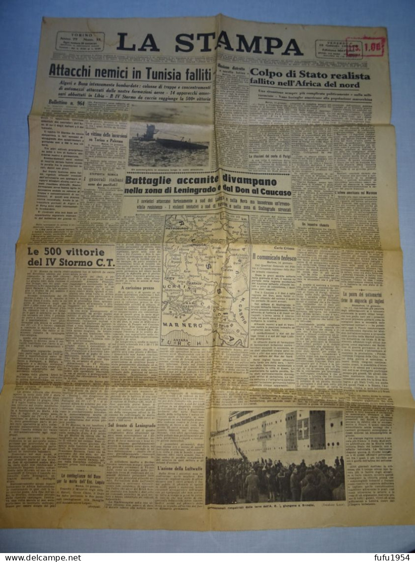 LA STAMPA Du 15 Janvier 1943 - 4 Pages - Italiaans