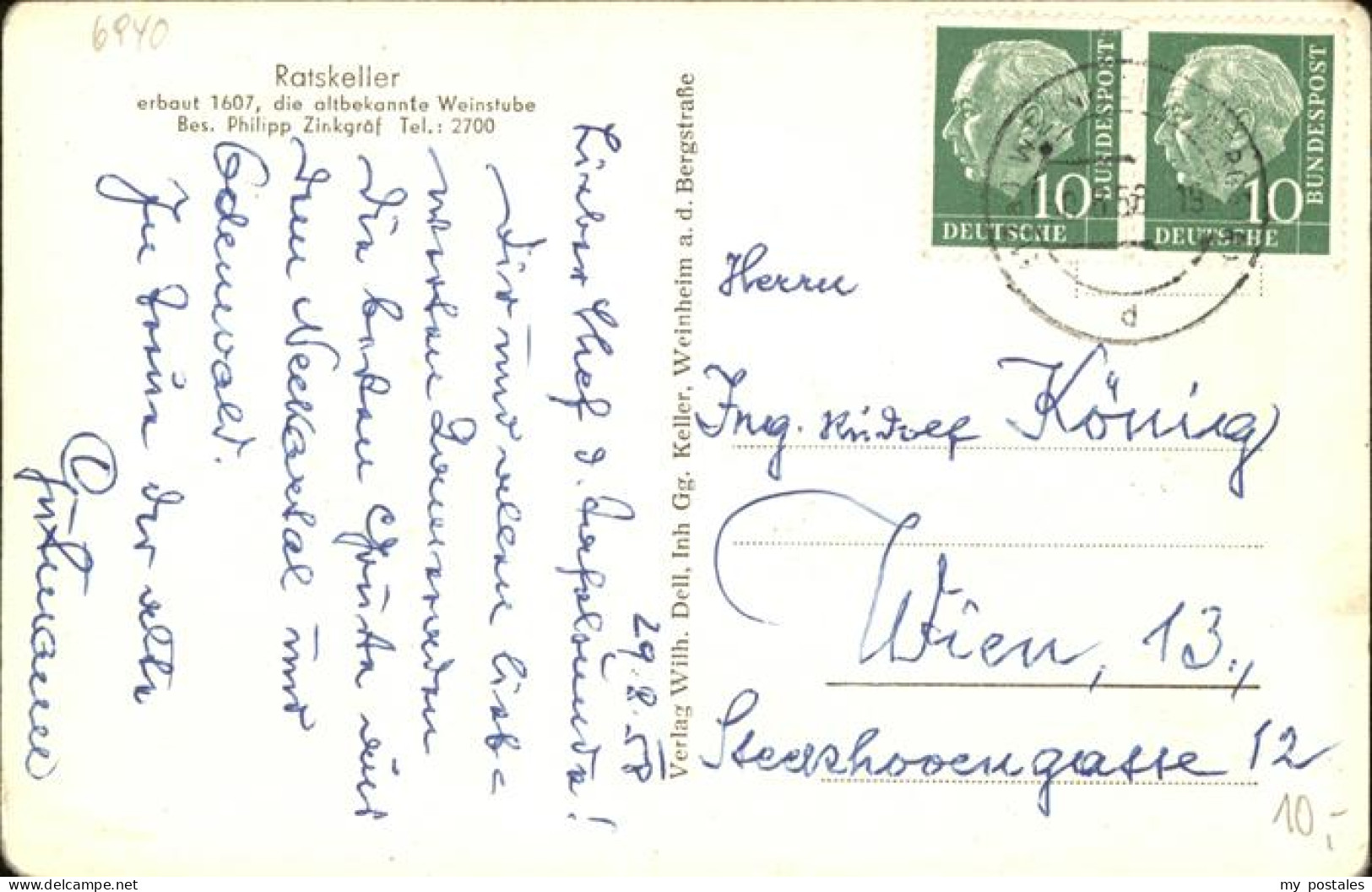 41257552 Weinheim Bergstrasse Ratskeller Fachwerk Weinheim - Weinheim