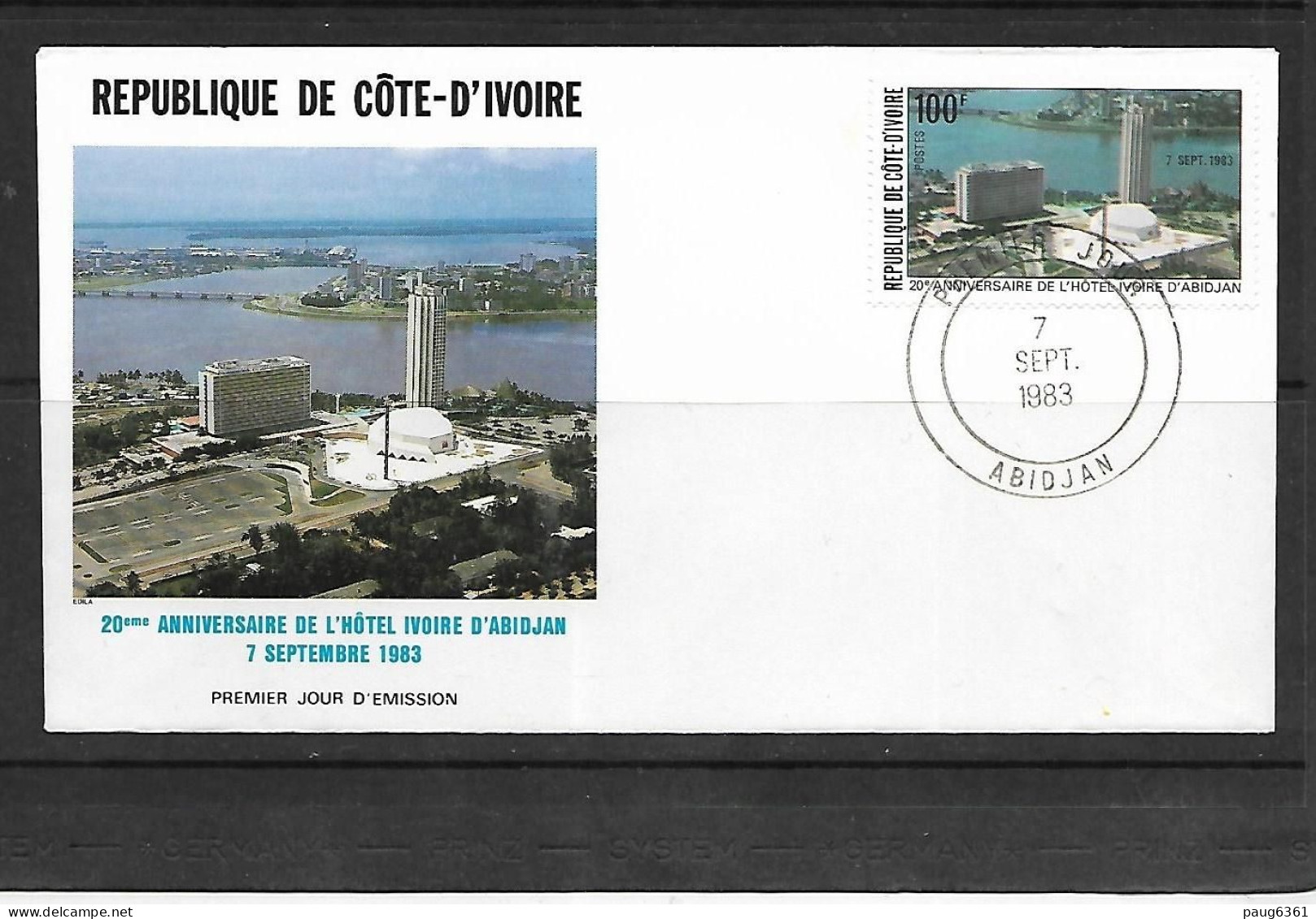 COTE D'IVOIRE 1983  FDC HOTEL IVOIRE  YVERT N°670 - Hotels- Horeca