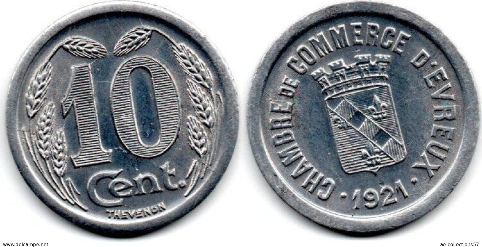 MA 30415 / Evreux 10 Centimes 1921 TTB - Monétaires / De Nécessité