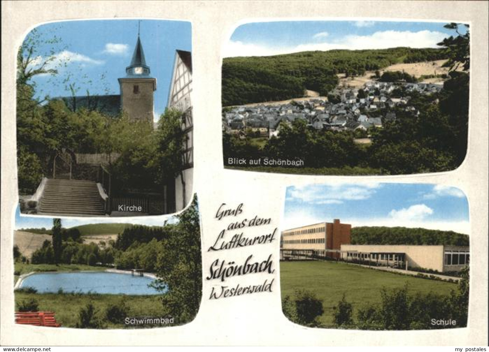 41257363 Schoenbach Dillkreis Schule Kirche Schwimmbad Schoenbach - Herborn