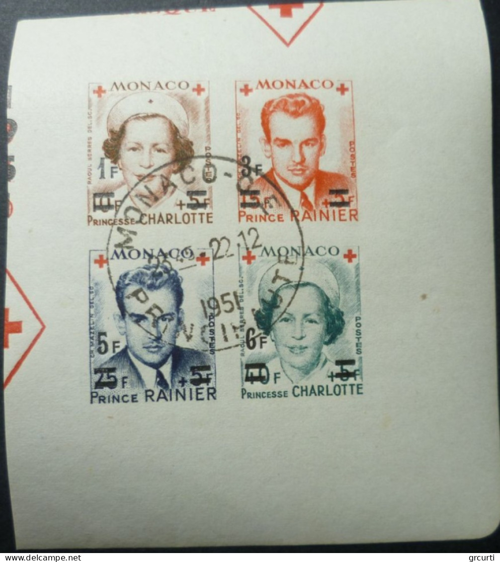 Monaco - 1951 Francobolli Del 1949 (Croce Rossa) Soprastampati Con Nuovo Valore - UNI 379/82 - SW 459/63 - Oblitérés