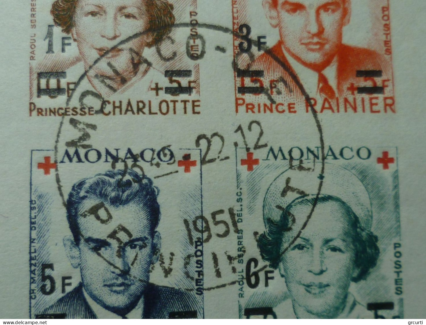 Monaco - 1951 Francobolli Del 1949 (Croce Rossa) Soprastampati Con Nuovo Valore - UNI 379/82 - SW 459/63 - Usati