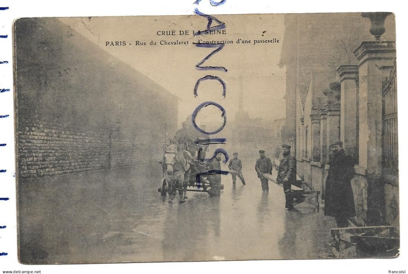 Crue De La Seine (1910). Rue Du Chevaleret. Construction D'une Passerelle - Floods