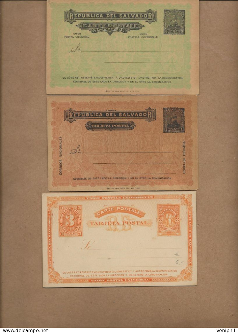 SALVADOR - LOT DE 15 ENTIERS POSTAUX NEUFS  -1900 - El Salvador