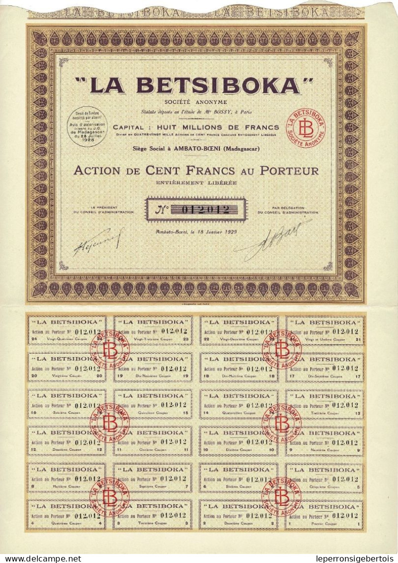 Titre De 1929 - La Betsiboka - Madagascar - Afrique