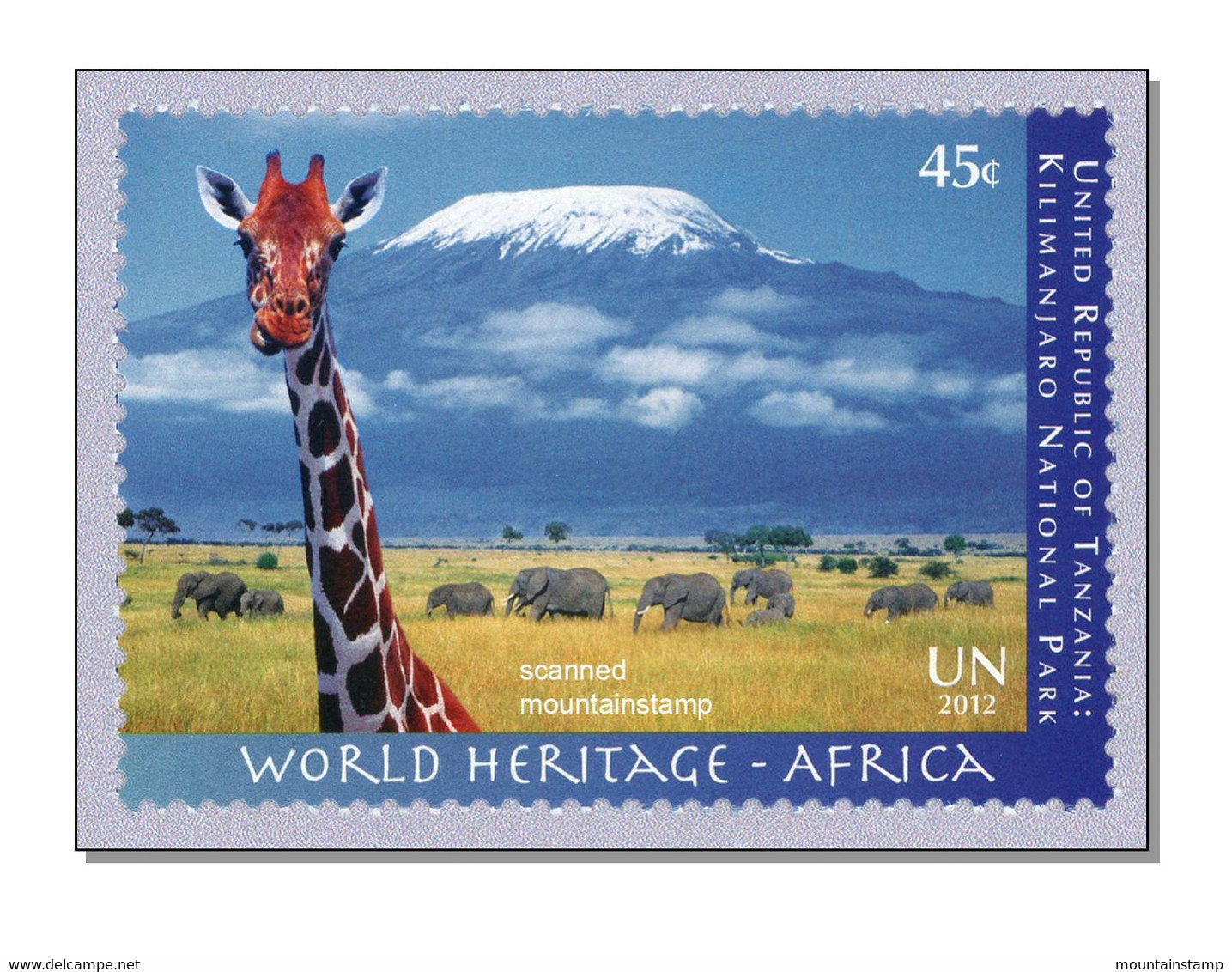 UN New York (B7) 2012 Kilimanjaro Mountains Volcanoes Berge Giraffe Elephant - MNH ** - Nuovi